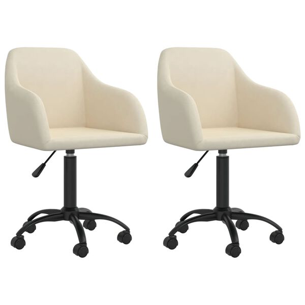 vidaXL Sillas de comedor giratorias 2 unidades terciopelo crema
