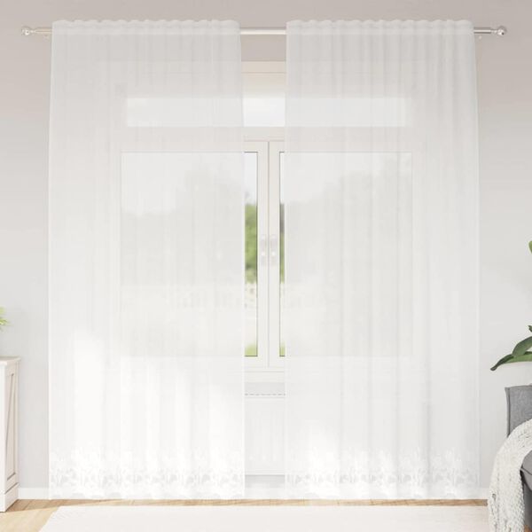 vidaXL Cortina de Encaje con cortinas Floral 245x150cm Poli&eacute;ster