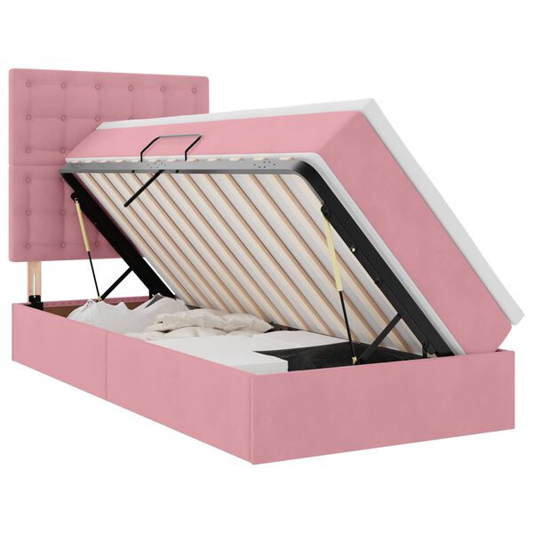vidaXL Cama con almacenamiento y LED Rosa 90 x 190 cm Terciopelo