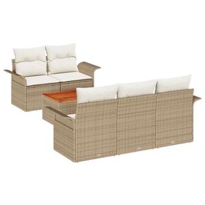 vidaXL Conjunto de sof&aacute;s de jard&iacute;n 6 uds. Beige rat&aacute;n sint&eacute;tico