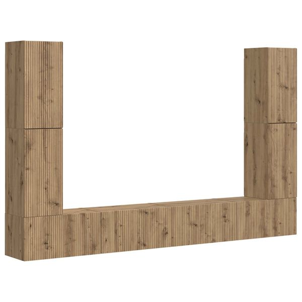 vidaXL Conjunto de mueble de TV 8 pcs Roble artesanal