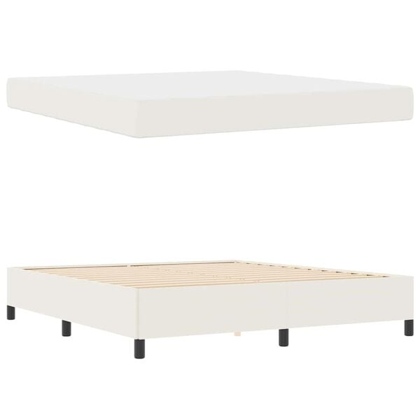 vidaXL Estructura de cama con colch&oacute;n Crema 180 x 200 cm tela