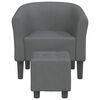 vidaXL Sillón con taburete tela gris oscuro