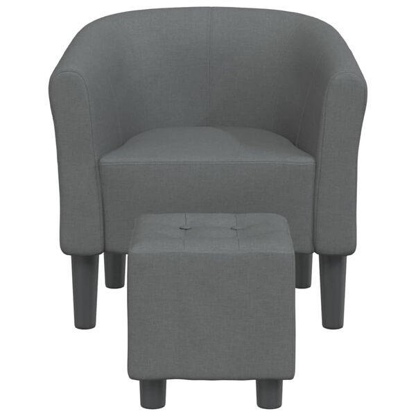 vidaXL Sillón con taburete tela gris oscuro