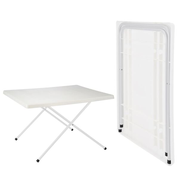HI Mesa de camping plegable y ajustable blanca 80x60x51/61 cm