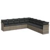 vidaXL Set de muebles de jard&iacute;n 9 pzas y cojines rat&aacute;n sint&eacute;tico gris
