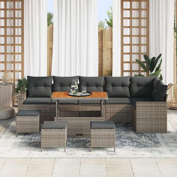 vidaXL Conjunto de sof&aacute;s de jard&iacute;n 12 pcs Gris rat&aacute;n sint&eacute;tico
