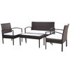 vidaXL Muebles de jard&iacute;n 4 piezas con cojines rat&aacute;n sint&eacute;tico marr&oacute;n