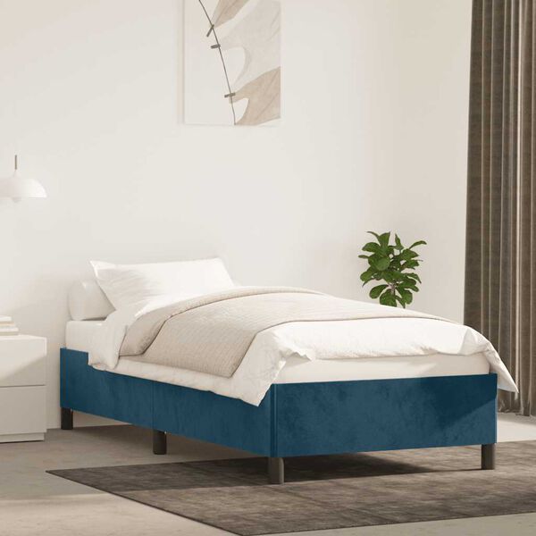 vidaXL Estructura de cama sin colch&oacute;n terciopelo azul oscuro 80x200 cm