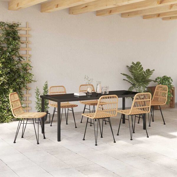 vidaXL Conjunto de Comedor de Jard&iacute;n 7 pcs Marr&oacute;n