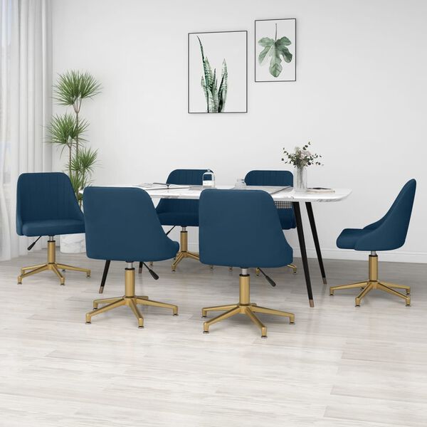 vidaXL Sillas de comedor giratorias 6 uds terciopelo azul
