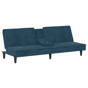 vidaXL Sof&aacute; cama con portavasos terciopelo azul