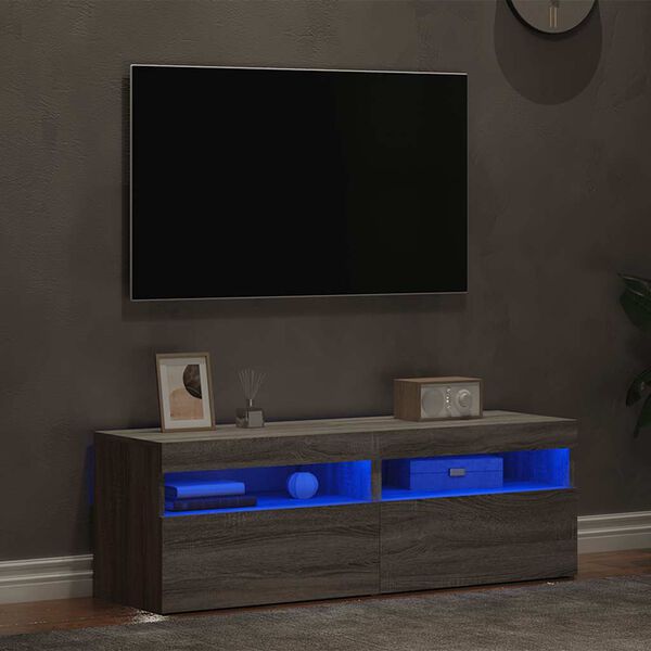 vidaXL Muebles de TV 2 uds con luces LED gris Sonoma 60x35x40 cm