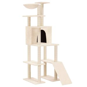 vidaXL Rascador para gatos con postes de sisal crema 166 cm