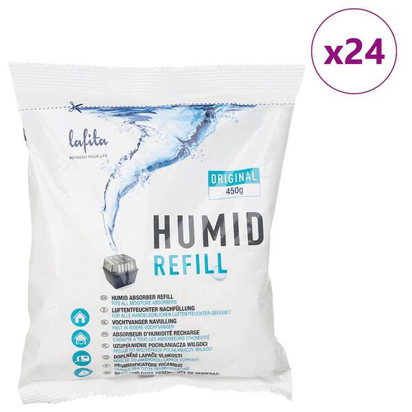 vidaXL Absorbentes de humedad de recambio 24 unidades 450 g