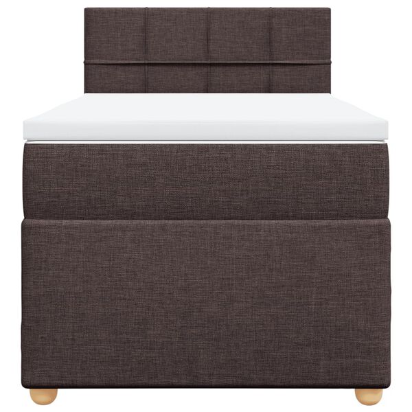 vidaXL Cama box spring con colch&oacute;n tela marr&oacute;n oscuro 90x200 cm