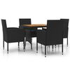 vidaXL Juego de comedor de jard&iacute;n 5 piezas rat&aacute;n sint&eacute;tico negro