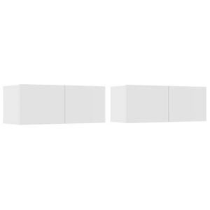 vidaXL Muebles para TV 2 uds madera de ingenier&iacute;a blanco 80x30x30 cm