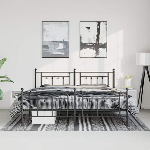 vidaXL Estructura cama sin colch&oacute;n con estribo metal negro 183x213 cm
