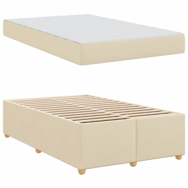 vidaXL Estructura de cama con colch&oacute;n Crema 120 x 200 cm tela