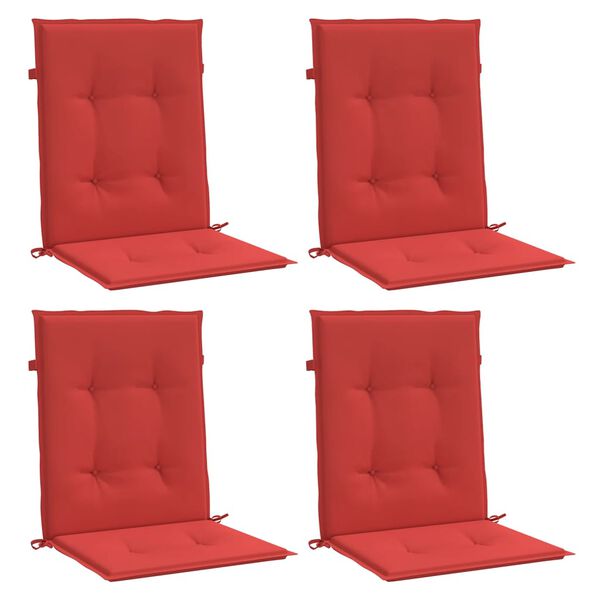vidaXL Cojín silla jardín respaldo bajo 4 uds tela Oxford rojo