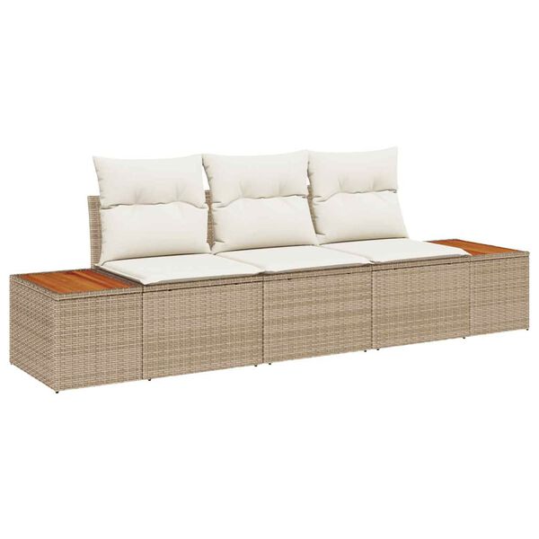 vidaXL Conjunto de sofá de jardín 3 pcs Beige ratán sintético