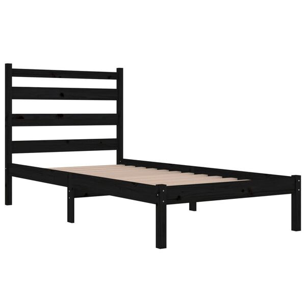 vidaXL Estructura de cama individual peque&ntilde;a sin colch&oacute;n madera negro