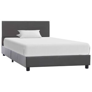 vidaXL Estructura de cama sin colch&oacute;n cuero sint&eacute;tico gris 90x200 cm