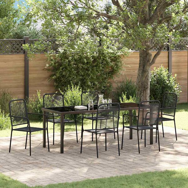 vidaXL Conjunto de Comedor de Jard&iacute;n 7 pcs Negro