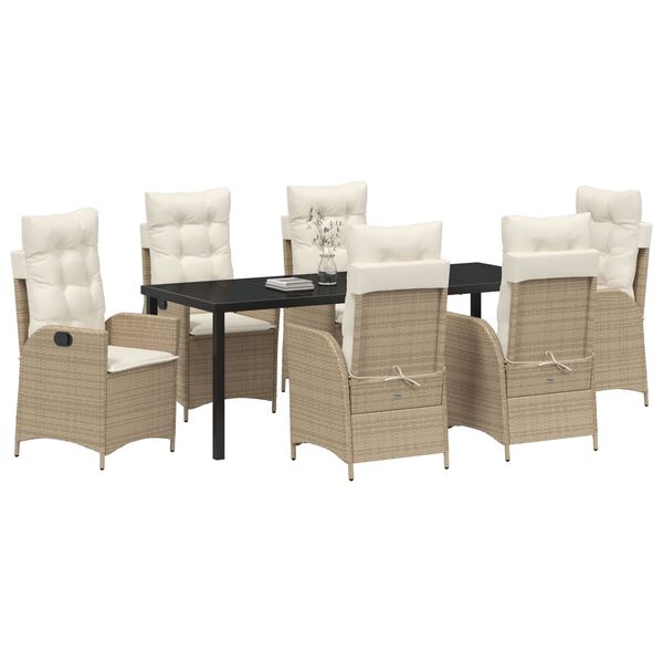 vidaXL Conjunto de Comedor de Jard&iacute;n 7 pcs Beige rat&aacute;n sint&eacute;tico