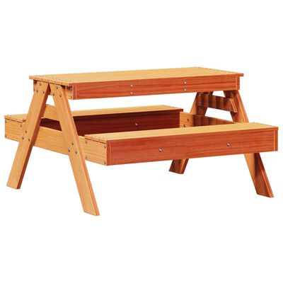 vidaXL Mesa de pícnic para niños madera pino marrón cera 88x97x52 cm