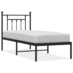 vidaXL Estructura cama sin colch&oacute;n con cabecero metal negro 75x190 cm