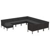 vidaXL Set muebles de jard&iacute;n 12 pzas y cojines rat&aacute;n sint&eacute;tico negro