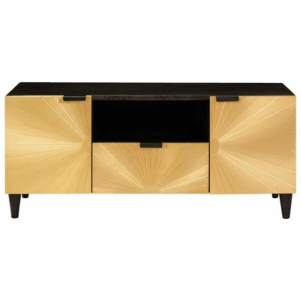 vidaXL Mueble de TV con cajón Negro y dorado 105 x 33 x 46 cm