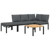 vidaXL Set de sof&aacute;s de jard&iacute;n con cojines 4 piezas aluminio negro