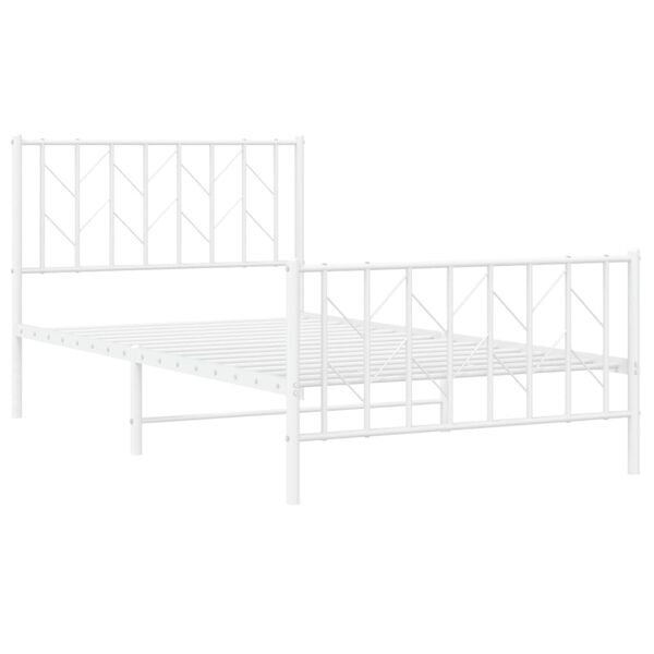 vidaXL Estructura cama sin colch&oacute;n con estribo metal blanco 100x190 cm