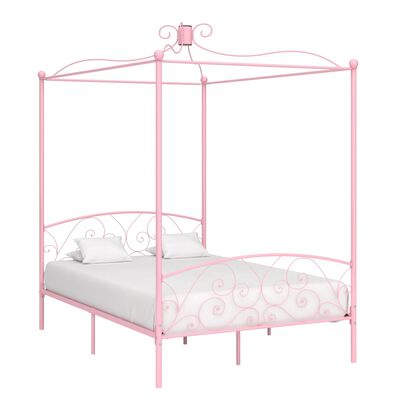 vidaXL Estructura de cama con dosel metal rosa 120x200 cm