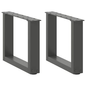 vidaXL Patas para mesa de centro en forma de U (2 unidades), antracita, 30 x (30-31) cm, acero