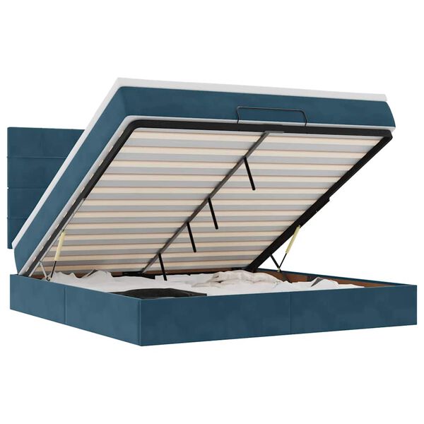 vidaXL Estructura de cama otomana colchones terciopelo azul oscuro