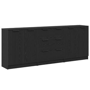 vidaXL Aparador 3 uds. Roble Negro 180 x 30 x 70 cm