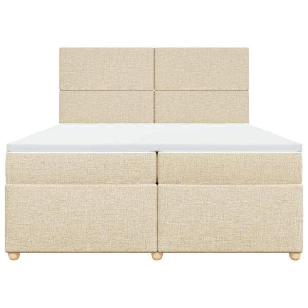 vidaXL Cama box spring con colch&oacute;n tela color crema 200x200 cm