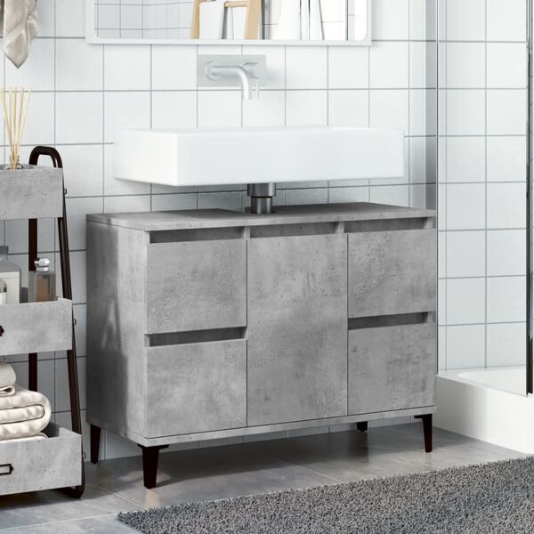 vidaXL Armario de lavabo madera contrachapada gris hormig&oacute;n 80x33x60cm