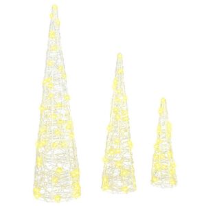vidaXL &Aacute;rbol de Navidad 3 uds. 90 LED c&aacute;lido 20 x 20 x 80 cm Acr&iacute;lico