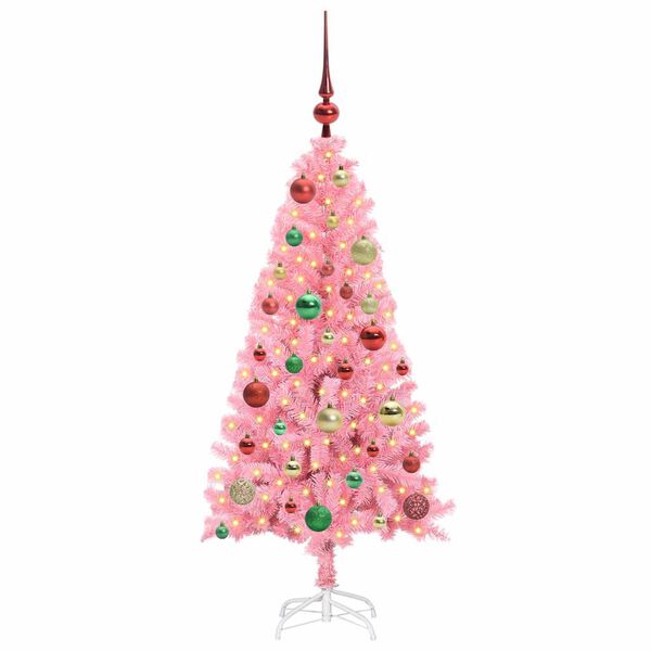vidaXL Árbol de Navidad con 150 LED con soporte Rosa 120 cm PVC