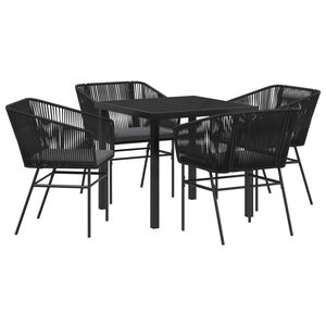 vidaXL Conjunto de Comedor de Jard&iacute;n con coj&iacute;n 5 pcs Negro