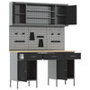 vidaXL Banco de trabajo con caj&oacute;n 7 pcs Negro 150 x 55 x 200 cm Acero