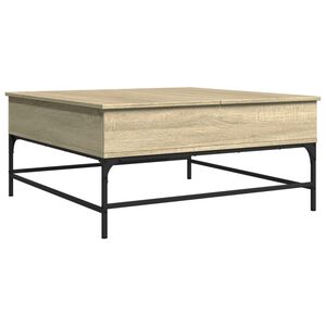 vidaXL Mesa de centro madera ingenier&iacute;a metal roble Sonoma 95x95x45 cm
