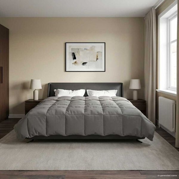 vidaXL Edred&oacute;n de Todo el A&ntilde;o Gris Claro 220 x 260 cm Microfibra