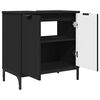 vidaXL Juego de muebles de ba&ntilde;o 2 pcs Negro Madera contrachapada