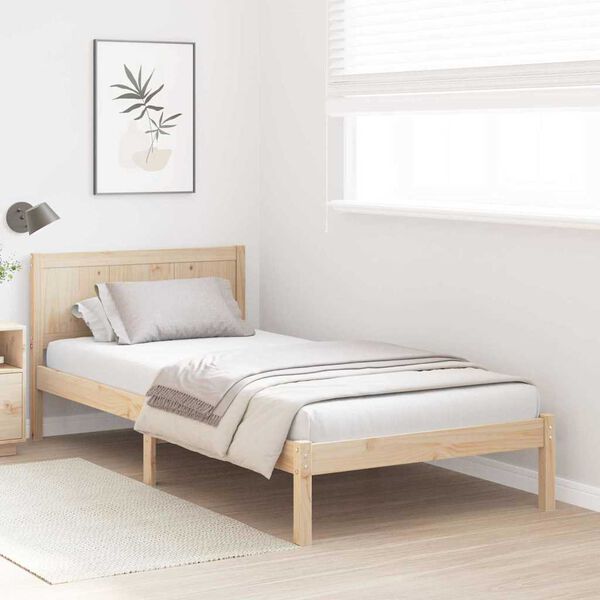 vidaXL Estructura de cama Marrón 75 x 190 cm Madera maciza de Pino